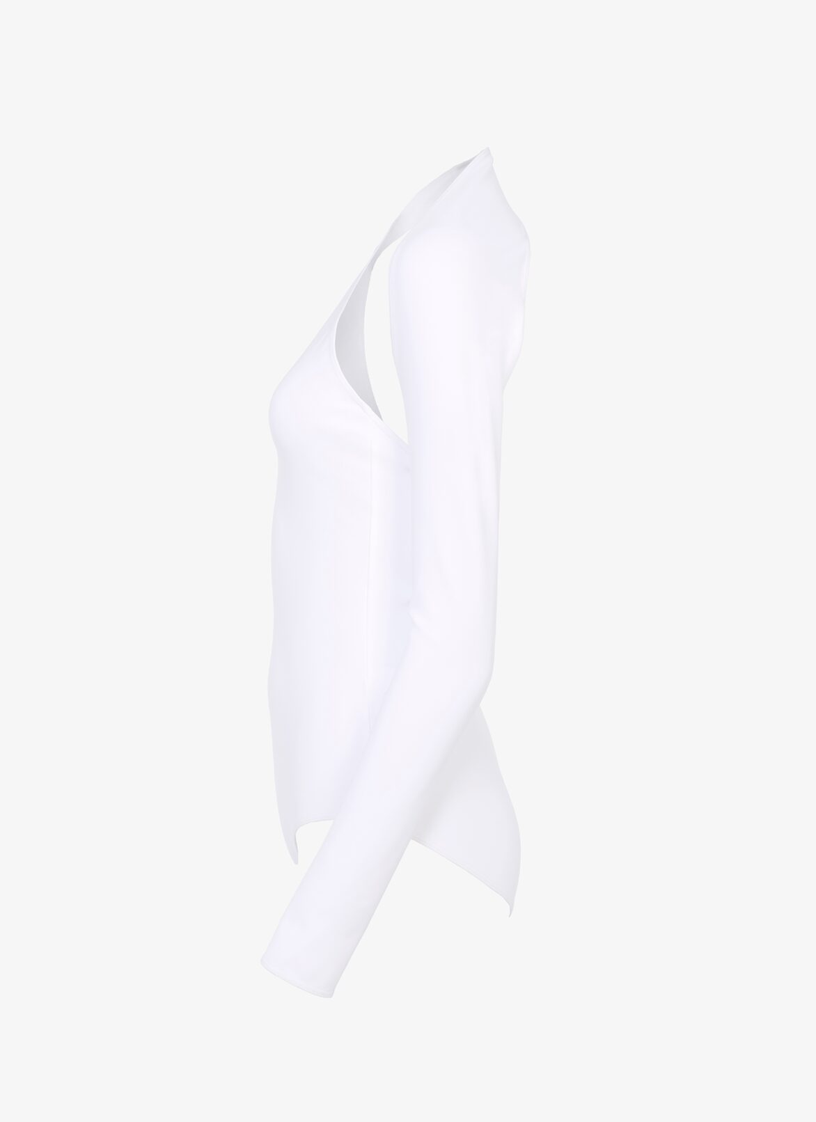 Asymmetrischer Body mit langen Ärmeln ALAÏA OPTIC WHITE ASYMMETRISCHER BODY MIT LANGEN ÄRMELN